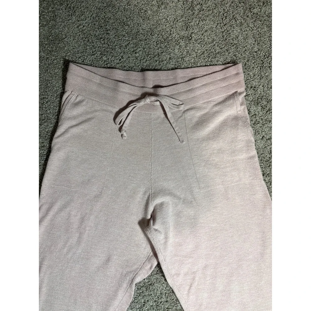 Womens Light Pink Knit Joggers Drawstring Waist Lounge Pants Sweatpants, Medium